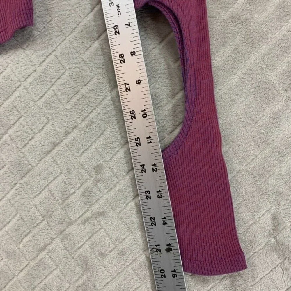 BDG Womans Small Crop Top Purple Long Sleeve Keyhole Open Barbie Clubbing Rave